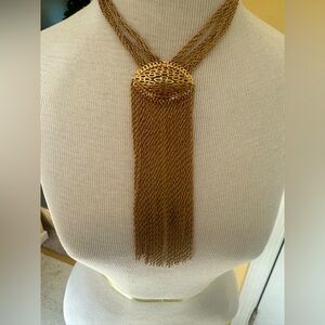 Vintage Monet 70s sculptural gold strand necklace